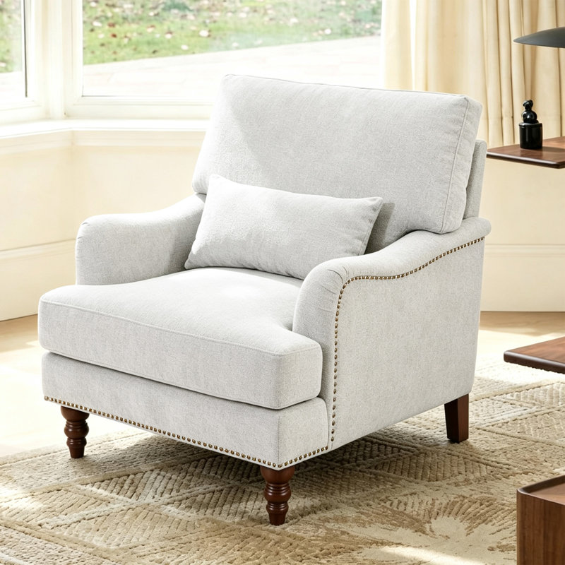 Fauteuil rembourré, Chenille gris cendré