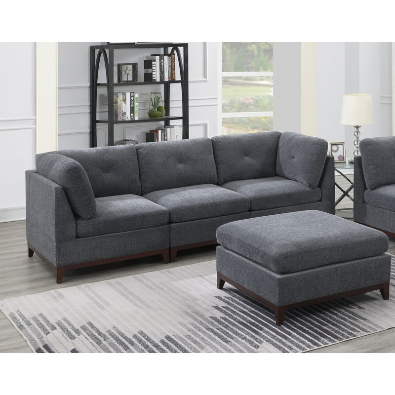 Fauteuil modulaire sans accoudoirs en chenille de tissu d'ameublement 1pc.