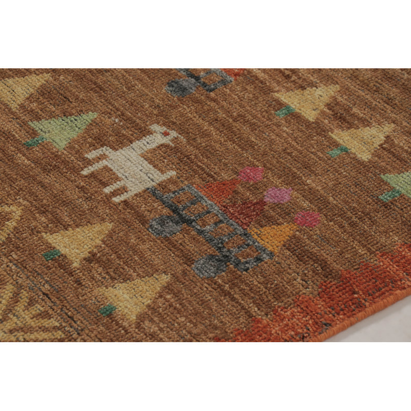 Handmade Wool Geometric Area Rug, Rectangle 4' x 6'