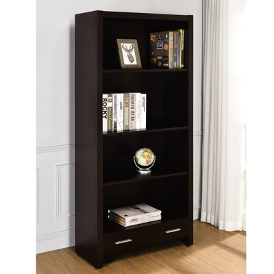 4-Shelf Bookcase with Storage Drawer in Cappuccino Finish