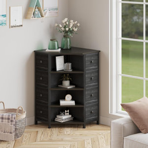 Winston Porter 8 Drawers Corner Dresser With Storage Fabric Drawers And ...
