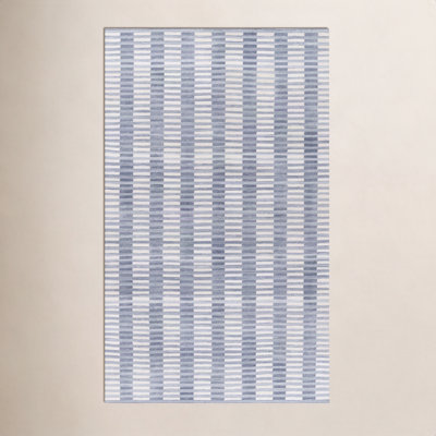Acerra Blue Hand-Woven Striped Outdoor Rug