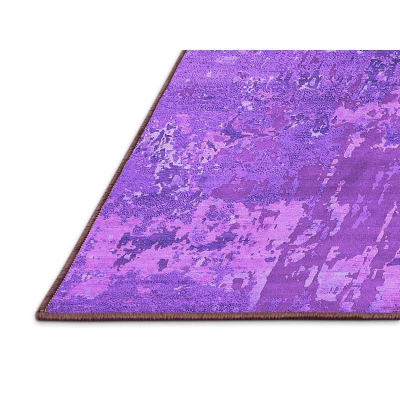 Tapis mauve Mid-Century Modern 2833, Rectangle 3 pi x 5 pi