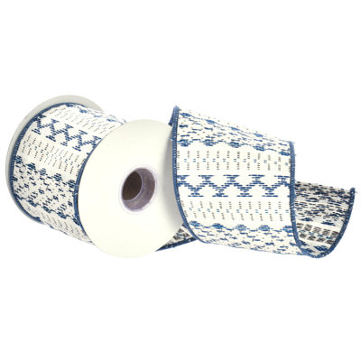 Ruban en jacquard bleu de 4 po.