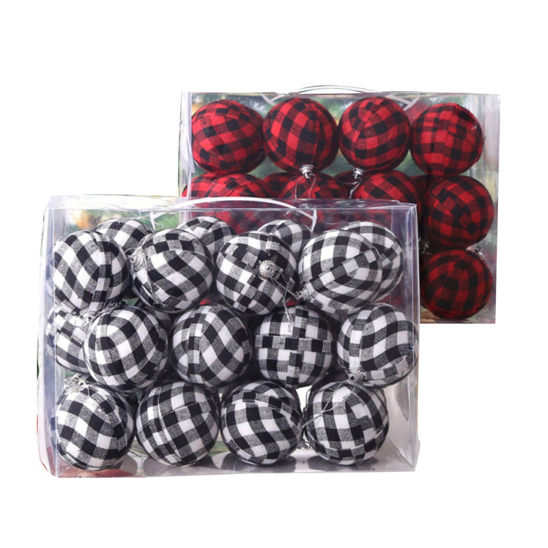 Paquet de 24 boules de Noël à motif de boules de Noël à motif écossais (ensemble de 2)