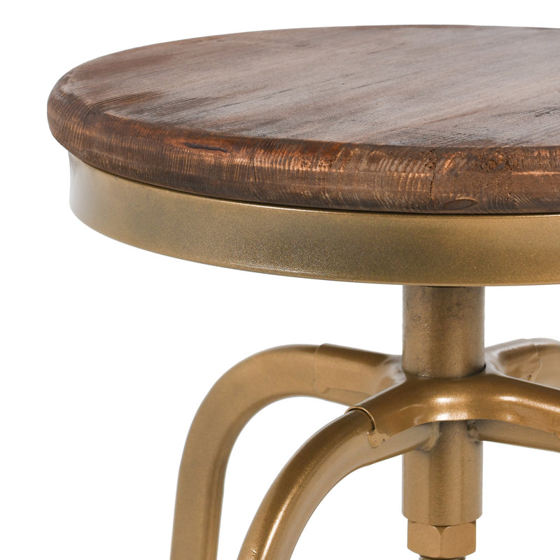 Swivel Solid Wood Adjustable Height Stool, Bronze