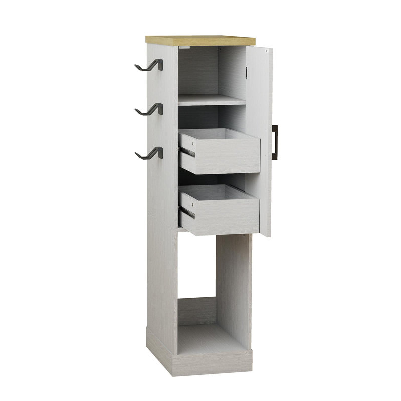 44,49 po Meuble audio-vidéo pour console de jeu, meuble de rangement multimédia avec 2 tiroirs intégrés et 3 crochets, console de jeu pour console PS5 et blanc antique