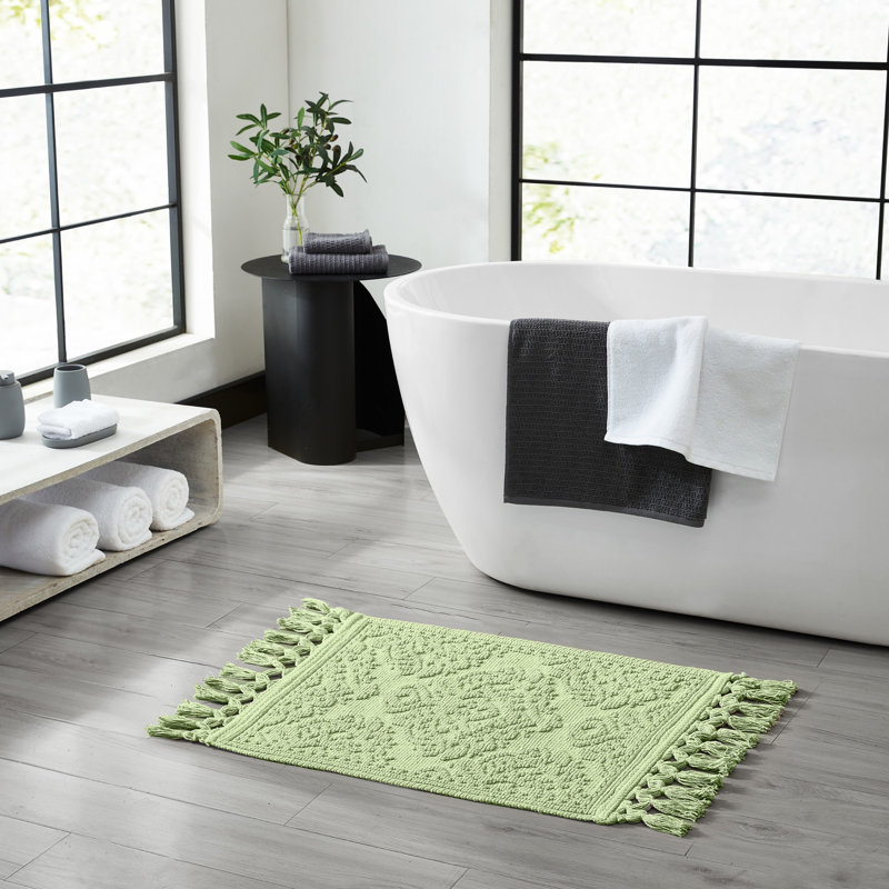 Ricardo 100% Cotton Bath Rug, 17" W x 31" L, Sage Green