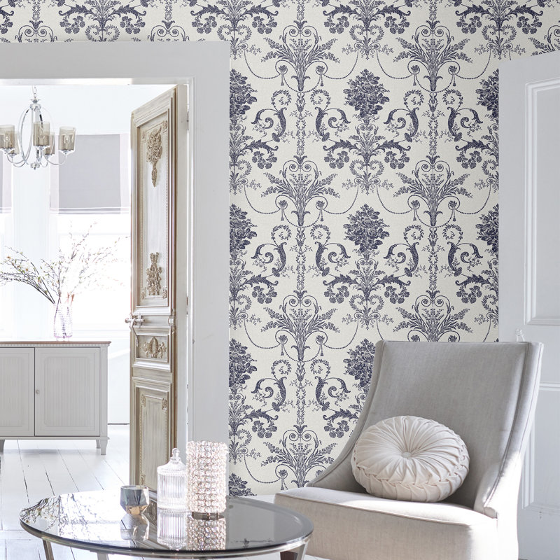 Laura Ashley Josette Wallpaper Roll, Off White/Midnight
