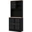 Armoire de salle de bain 72 po, noire, avec grand comptoir, tablettes réglables pour garde-manger autoportant, salle de lecture