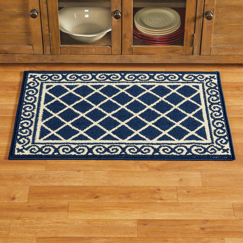 Tapis de cuisine antidérapant Rezarta, Bleu, Rectangle 2 pi 11 po x 2 pi