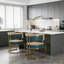 Ensemble de 2 chaises de salle à manger modernes, structure en fer plaqué or, coussin rembourré en polyuréthane, chaises d'appoint ergonomiques à dossier incurvé pour la salle à manger de cuisine