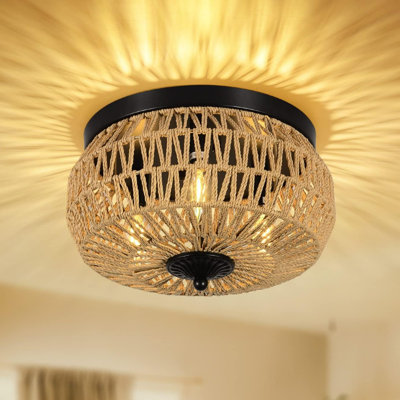 Rattan LED Semi Flush Mount