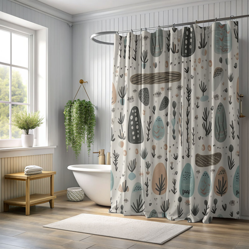 Boho Layout - Rideau de douche Premium, H 74 po x l 71 po