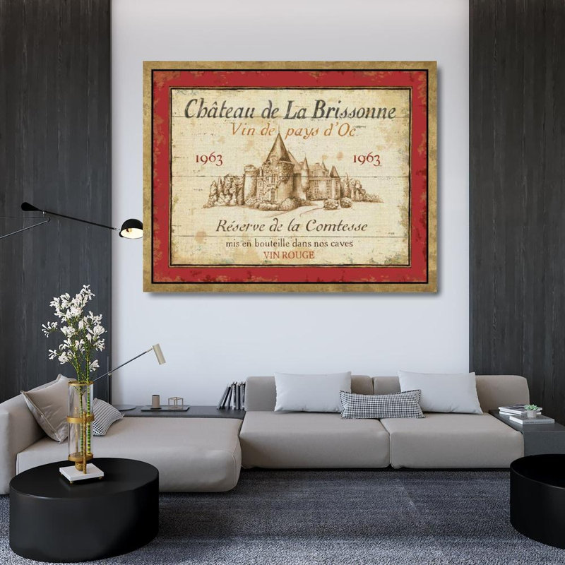 «Red Barrel Studio® Brissonnet, Daphne Gallery, art sur toile tendue: étiquette de vin français I, H 36 po x l 45 po
