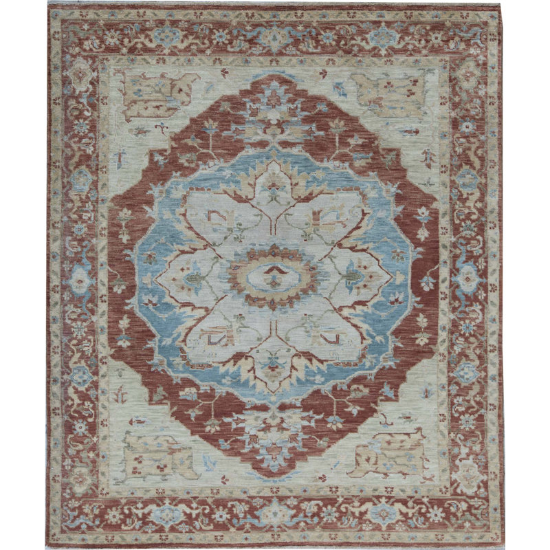 Tapis rouille et rouille de haute qualité noué à la main Ziegler