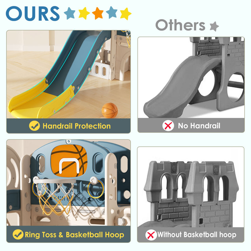 9-in-1 Toddler Playset with Slide, Basketball Hoop, and Telescope