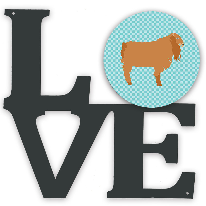 Décoration murale en métal love lamancha de chèvre american, Bleu