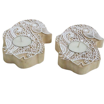  Handmade Wooden Candle Holder Natural Wood Stain Finish for Elegant Home Décor( Packof-10)