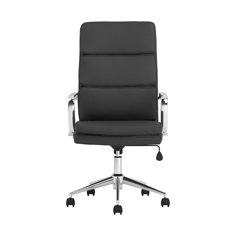 Chaise de bureau chromée rembourrée avec roulettes, Noir