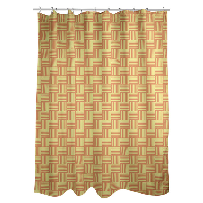 Rideau de douche simple basketweave rayures classic, Orange / Jaune