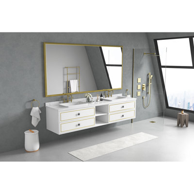 Miroir de salle de bain 48 po avec cadre en aluminium, miroir de meuble-lavabo mural rectangulaire
