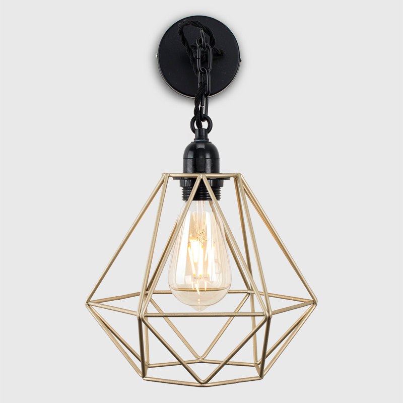 Harp 1 - Light Satin Black Geometric Pendant, Gold, Yes