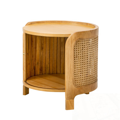 Round Rotating Jadee with Rattan and Hidden Storage