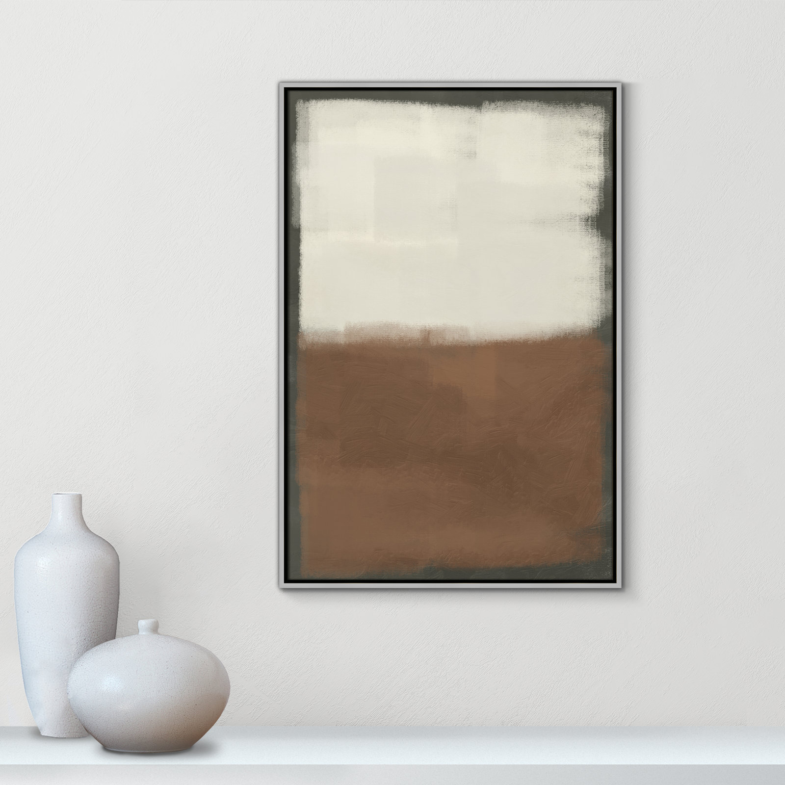 Alabaster Burst 2 - Floater Frame Print on Canvas, Silver , 37.5" H x 25.5" W x 2" D