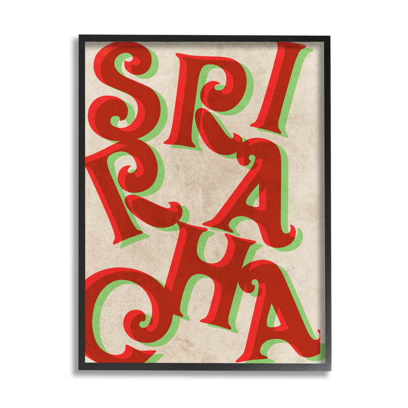 Sauce piquante Sriracha, Giclée encadrée noir minuit, H 14 po x l 11 po x P 1,5 po