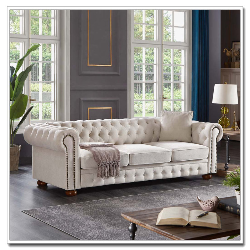 Canapé Chesterfield de salon, Beige