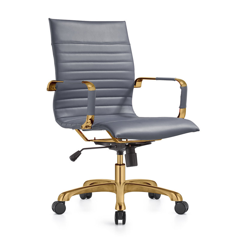 Chaise de bureau en cuir Sorrells, Gris
