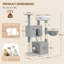 Cat Tree for Indoor Cats, 108 cm Multi-level Cats Tower with Cat Scratching Posts, 2 Cozy Condos, Top Resting Platform, Pompoms, Basket, Scratching Board -133719212