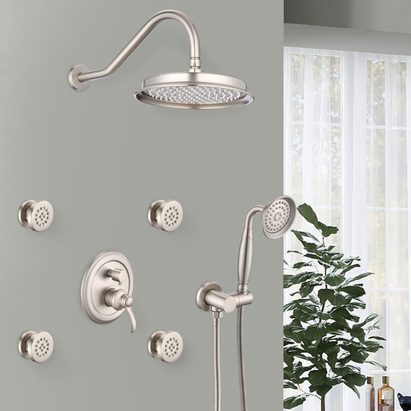 Rain Shower Faucet With 4 Spray Patterns, Body Jet And Hand Shower, 9-Inch Rain Shower Head, Multi-Layer Finish, Anti-Corrosion & Rust-Resistant, Full-Body Massage System