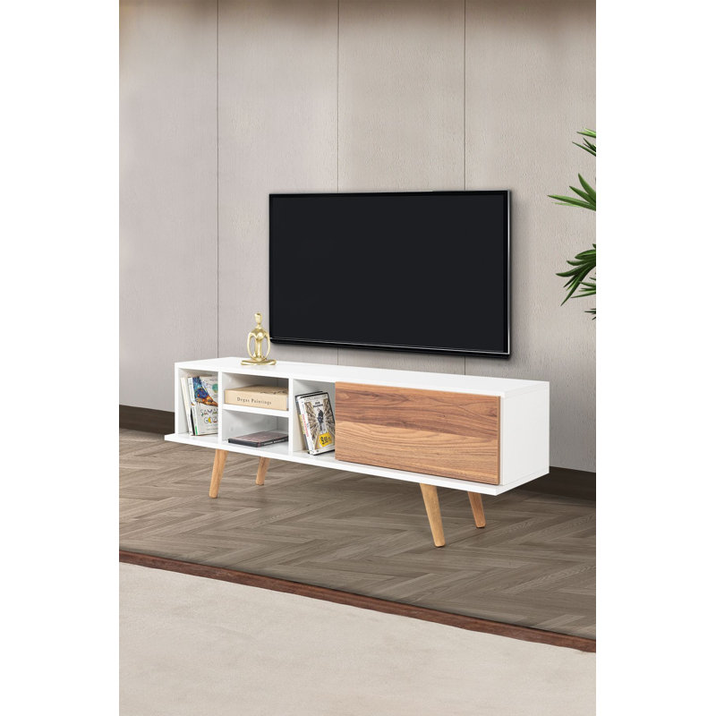 Meuble télé, 7.09" H x 51.18" W x 13.78" D, White; Walnut