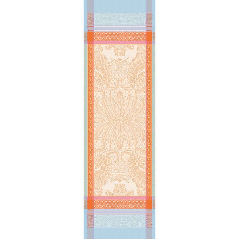 Chemin De Table Isaphire Iridescent Pur Coton, 54cm W x 180cm L, Blue/Orange