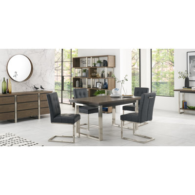 Ferber Extendable Oak Solid Wood Top Metal Base Dining Table