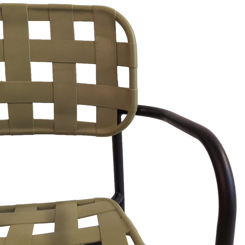 2 - Person Patio Dining Set with Round Table, Black, Black/Green