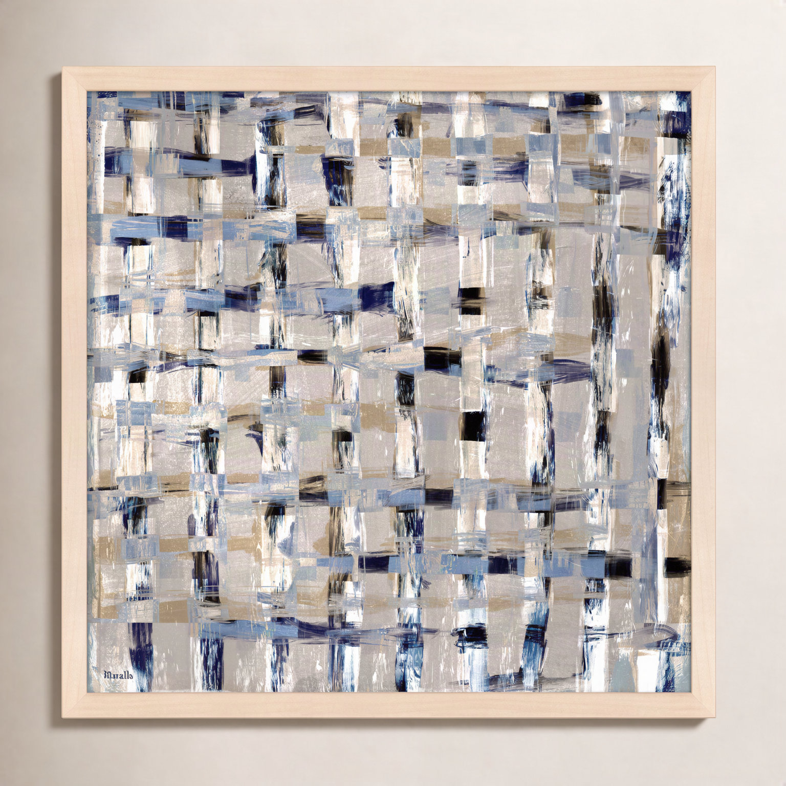 Weave Black by Marco Marella for Studio M - Framed Wall Art, 16" H x 16" W, Paper, Maple