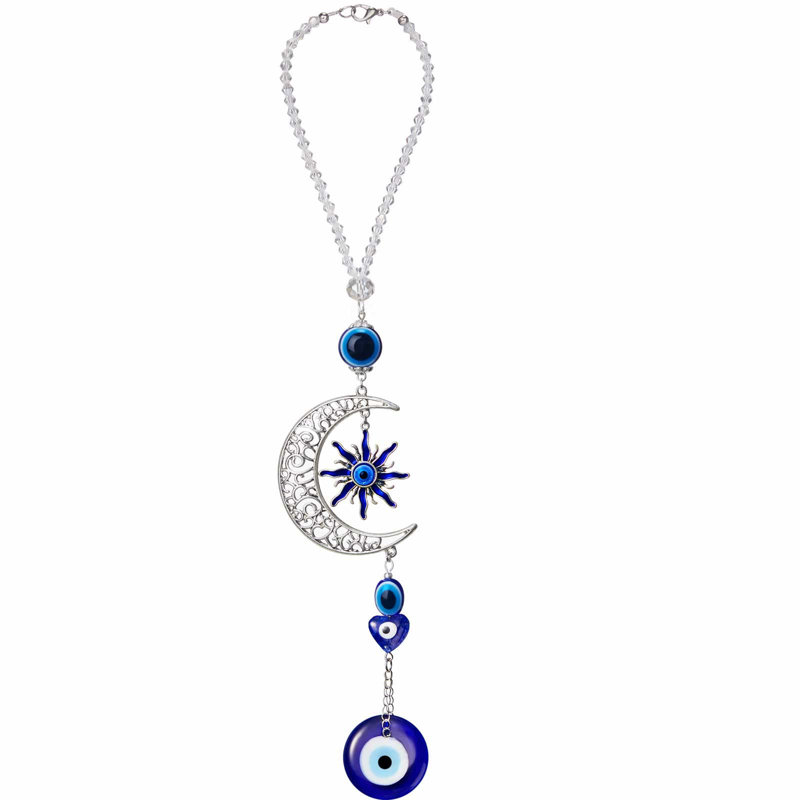 Ornement suspendu Evil Eye voiture Evil Blue Eye Charms pour rétroviseur perlé Accessoires de voiture Pendentifs pour cadre de porte de fenêtre Balcon (style vif)