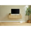 Meuble télé mural flottant de 55 po avec portes cannelées, console multimédia de grande capacité avec trous de gestion des câbles pour le salon, compatible avec divers styles de maison-89166174-90859892
