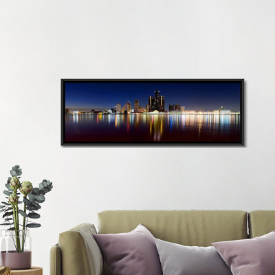 " Buildings In A City Lit Up At DuskDetroit River, Detroit, Michigan, USA " by Panoramic Images