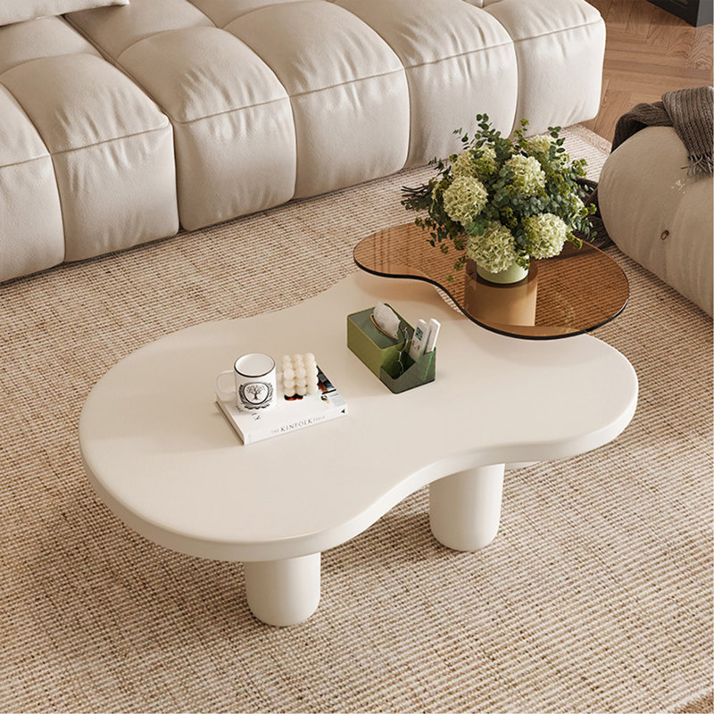 Ensemble de 2 tables basses gigognes blanc crème