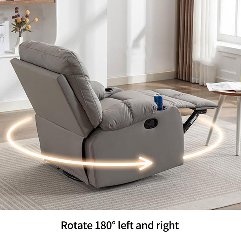 Pragna Luxury Recliner with Cup Holders & Swing Function, Gray