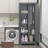 65"h Broom Closet Storage Cabinet, Utility Closet For Brooms And Mops, Cleaning Metal Storage Cabinet With Pegboard And Hanging Rod, Metal Cabinet With Doors And Adjustable Shelves,garage,grey-124794761