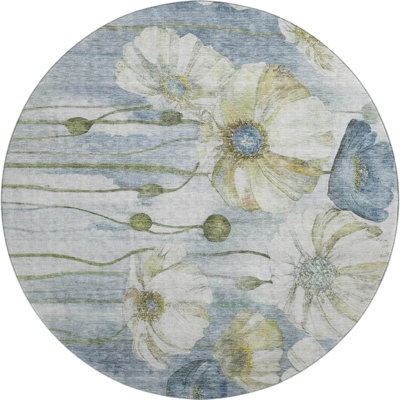 Premium Machine Washable Prisco Blue Rug