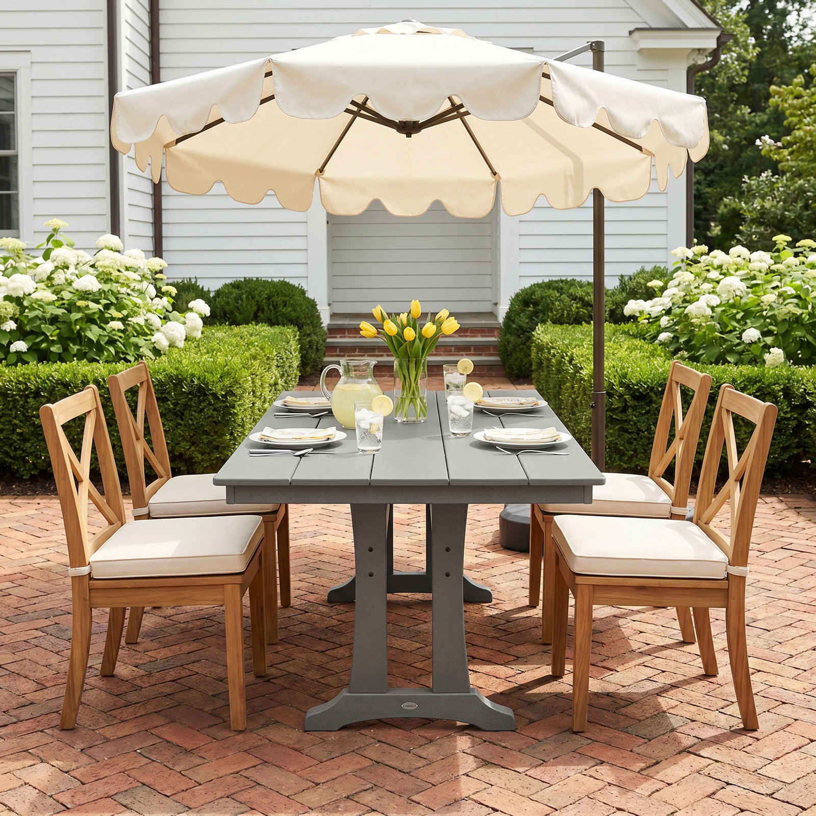 POLYWOOD® Tables 38" Patio Dining Table, Black