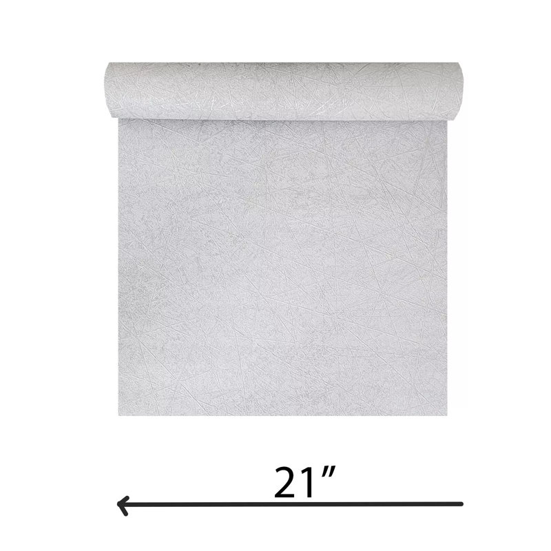 Rouleaux de papier peint texturé en faux plâtre argenté gris clair