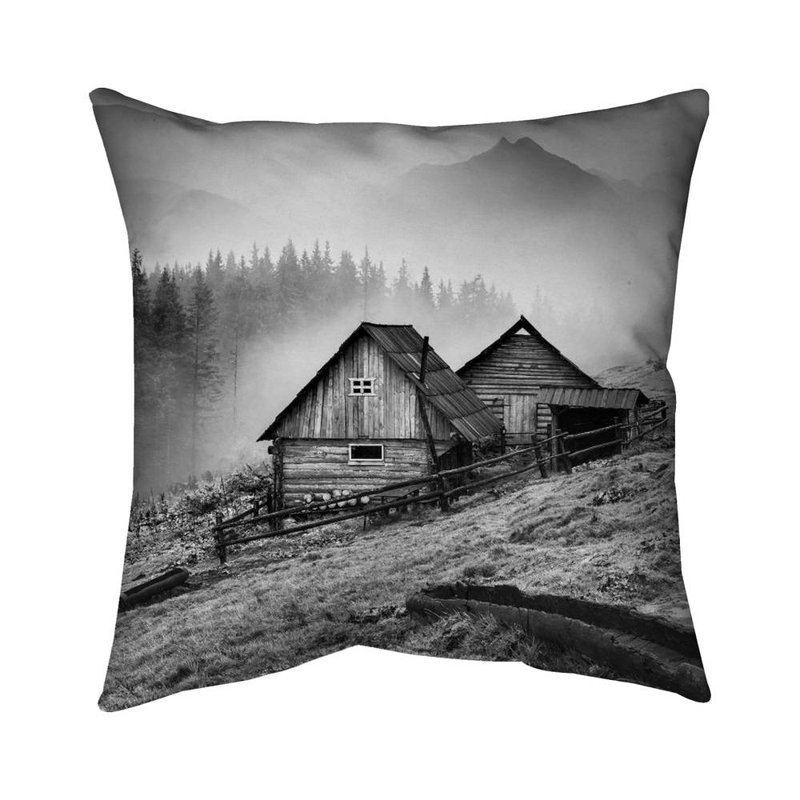Mountain carpathian village - 16"x16" Throw pillow - Poly twill - Print on demand, 16" H x 16" W, Polyester/Polyfill