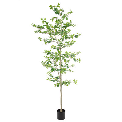 7ft Black Olive Tree with Realistic Leaves & Trunks for Home Office Patio Porch Room Decor